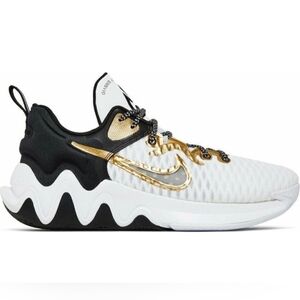 Nike Giannis Immortality White Black & Metallic Gold Shoes Size 9.5 New In Box